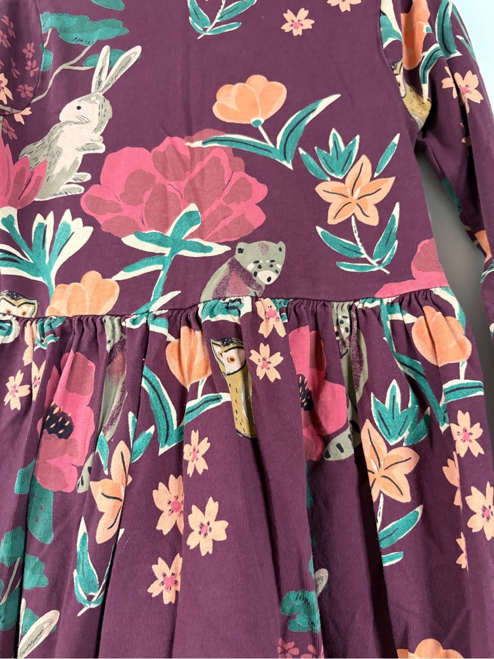 Tea Collection Burgundy woodland floral dress size 5 - Picture 4 of 8